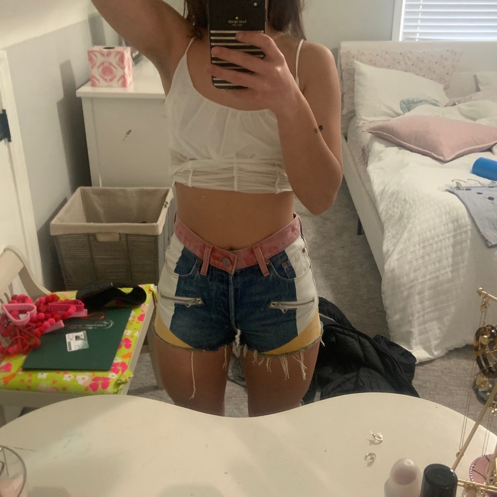 Levi’s color block jean shorts
